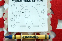 Valentine's Day Card with Crayons colour your own close up